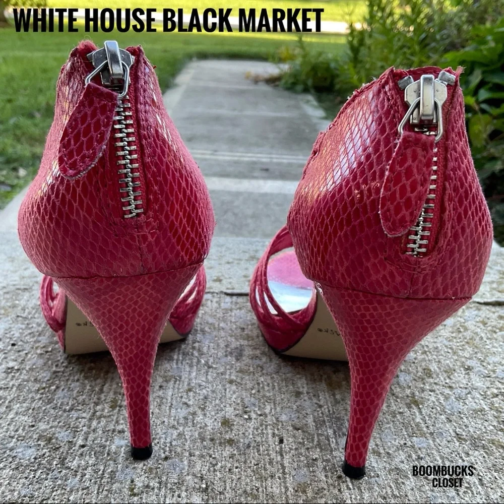 White House Black Market Coral Snake Skin Scrappy Peep Toe Pump